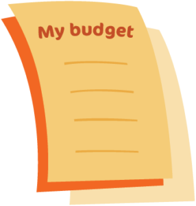 Budget showing net income less monthly expenses.